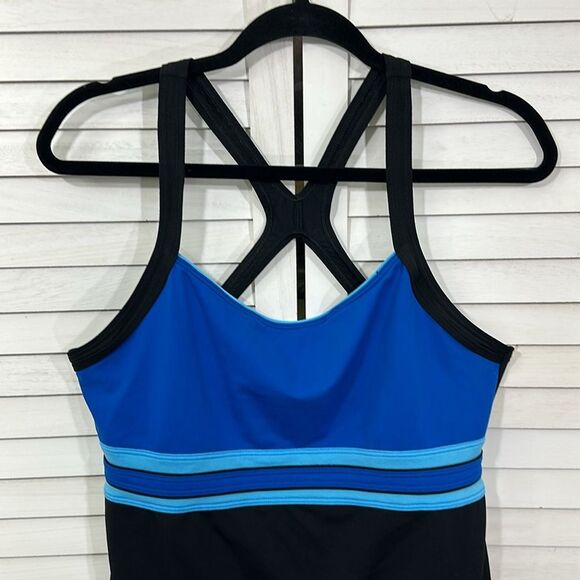Speedo SwimDress Size 14 Racerback Black & Blue - Picture 3 of 9